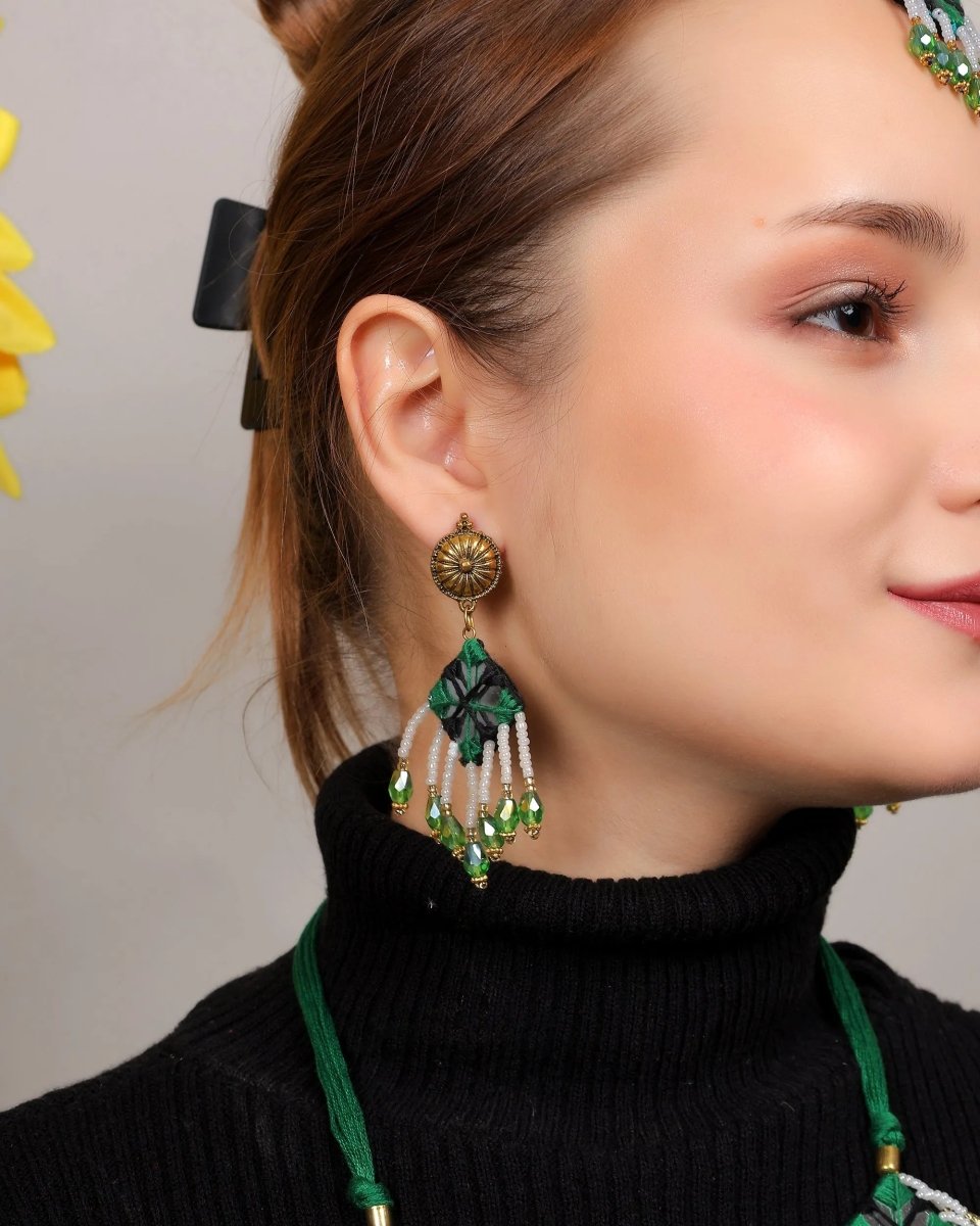 Vajra Mirror Classic Multi Color Handmade Bridal Jewellery (Shaadi set) - 008 - KHOJ.CITY