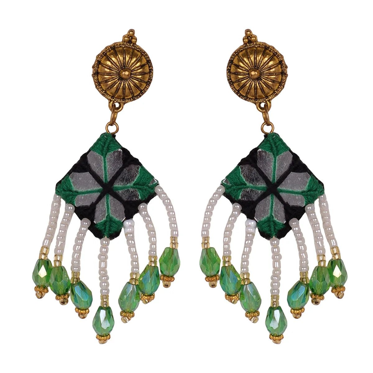 Vajra Mirror Classic Multi Color Handmade (Earring) HM - ER - 270 - KHOJ.CITY