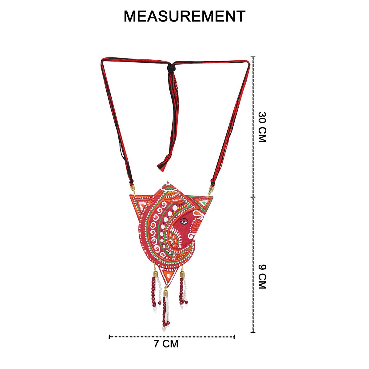 Vinayaka Mumbai Cha Ganesha Traditional Multi Color Hand Painted (Necklace) HP - NP - 142 - KHOJ.CITY