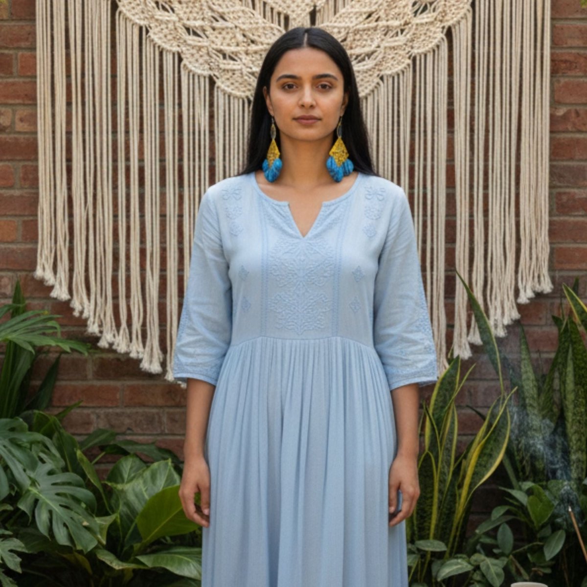 Waru Multi Color Hand Painted Drop (Earrings) HP - ER - KHOJ.CITY