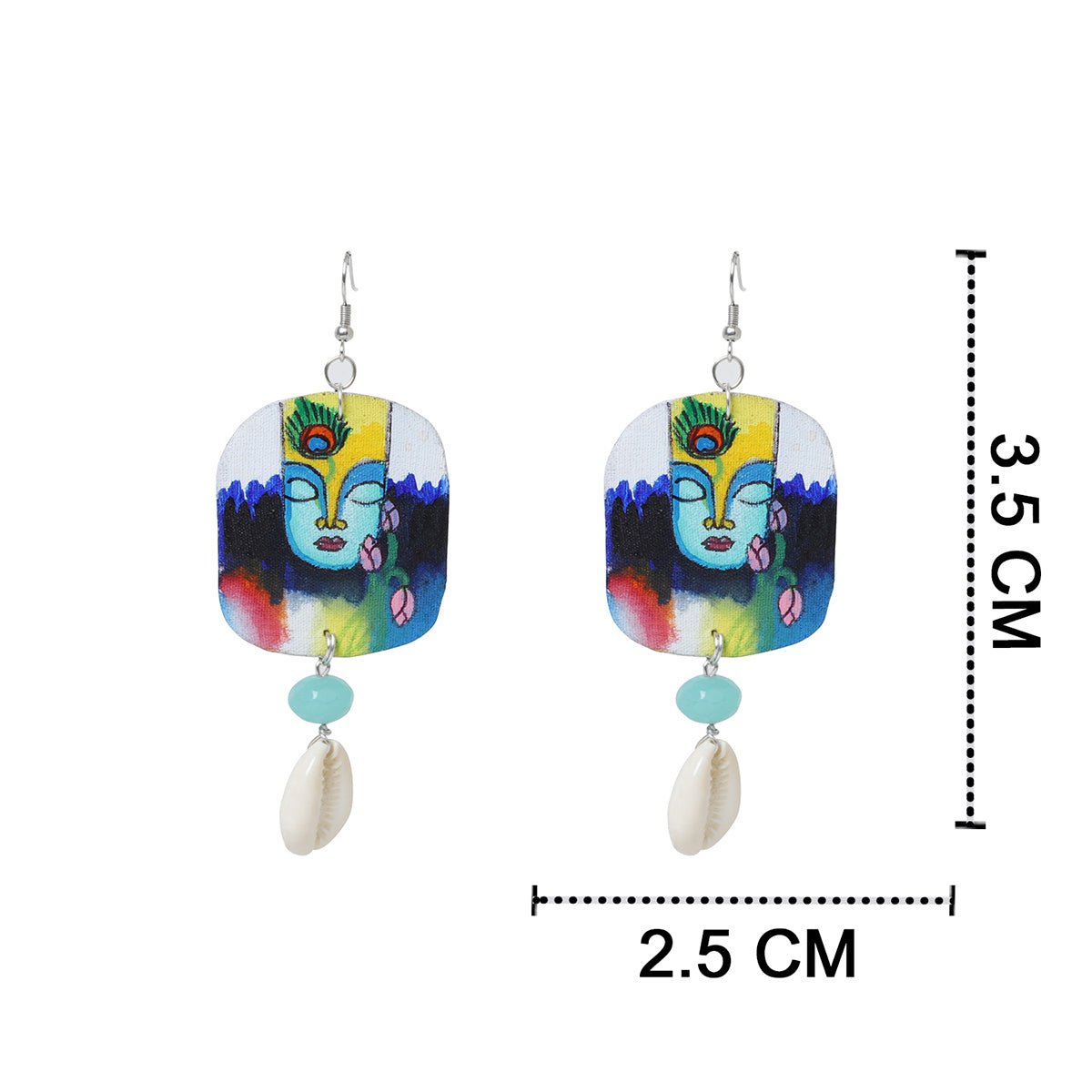 Yog Brij Ke Kanha Traditional Multi Color Hand Painted Drop (Earrings) HP - ER - 032 - KHOJ.CITY