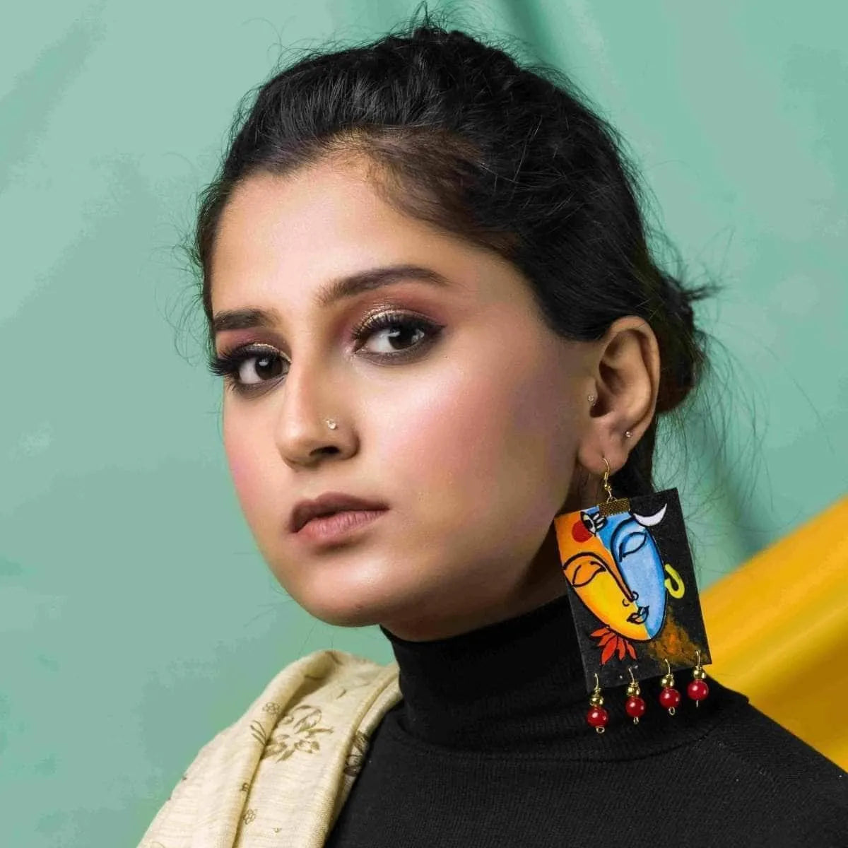 Aarya Traditional Multi Color Hand Painted Drop (Earrings) HP-ER-001  - KHOJ.CITY