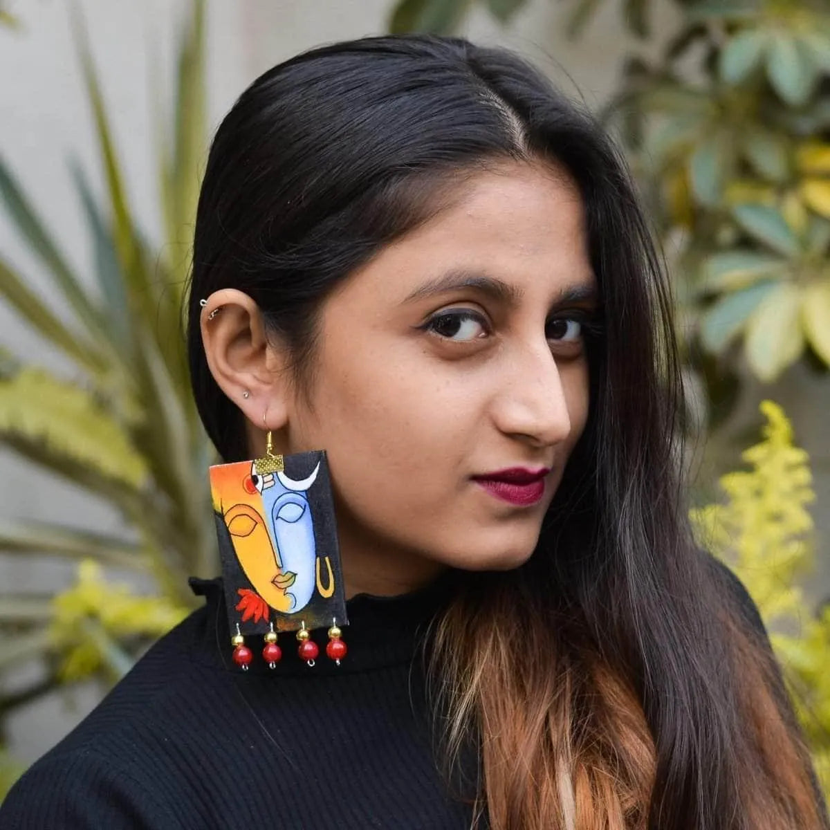 Aarya Traditional Multi Color Hand Painted Drop (Earrings) HP-ER-001  - KHOJ.CITY
