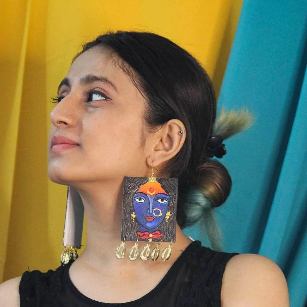 Adhisri Traditional Multi Color Hand Painted Drop (Earrings) HP-ER-006 - KHOJ.CITY