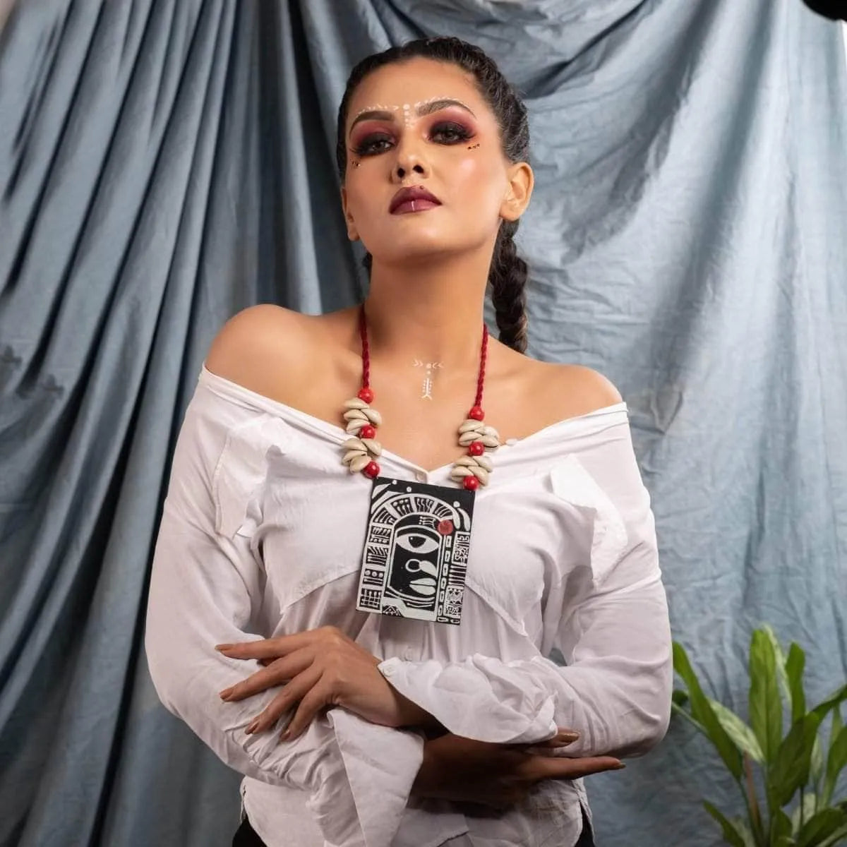 Adishakti Traditional Multi Color Hand Painted (Necklace) HP-NP-118 - KHOJ.CITY