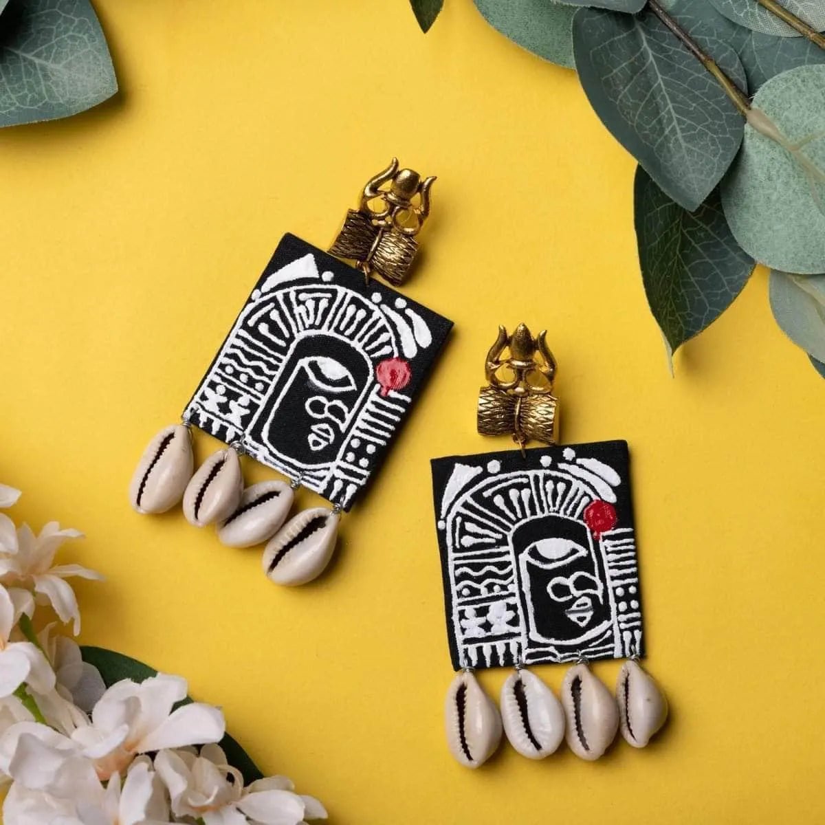 Adishakti Traditional Multi Color Hand Painted Drop (Earrings) HP - ER - 007 - KHOJ.CITY