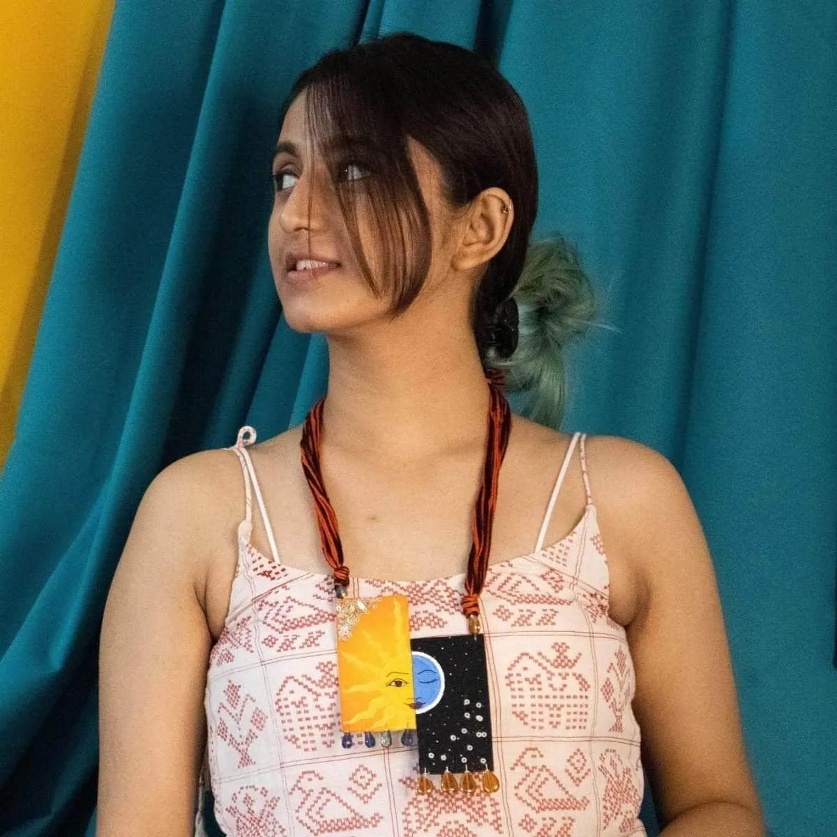 Ahoratra Bohemian Multi Color Hand Painted (Necklace) HP - NP - 002 - KHOJ.CITY