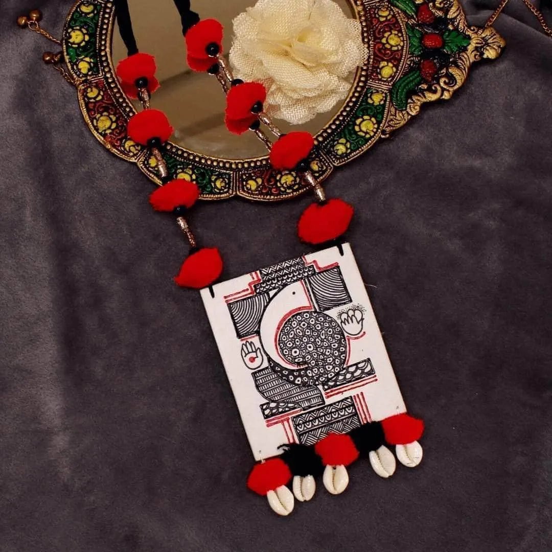 Ambikeya Mumbai Cha Ganesha Traditional Multi Color Hand Painted (Necklace) HP - NP - 141 - KHOJ.CITY