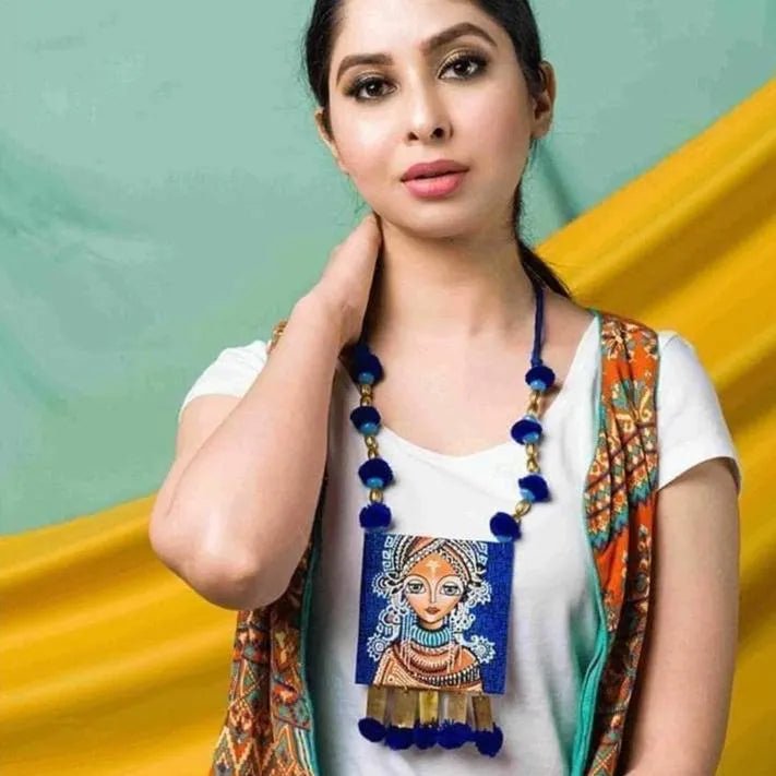 Aqua Marina Classic Multi Color Hand Painted (Necklace) HP - NP - 120 - KHOJ.CITY