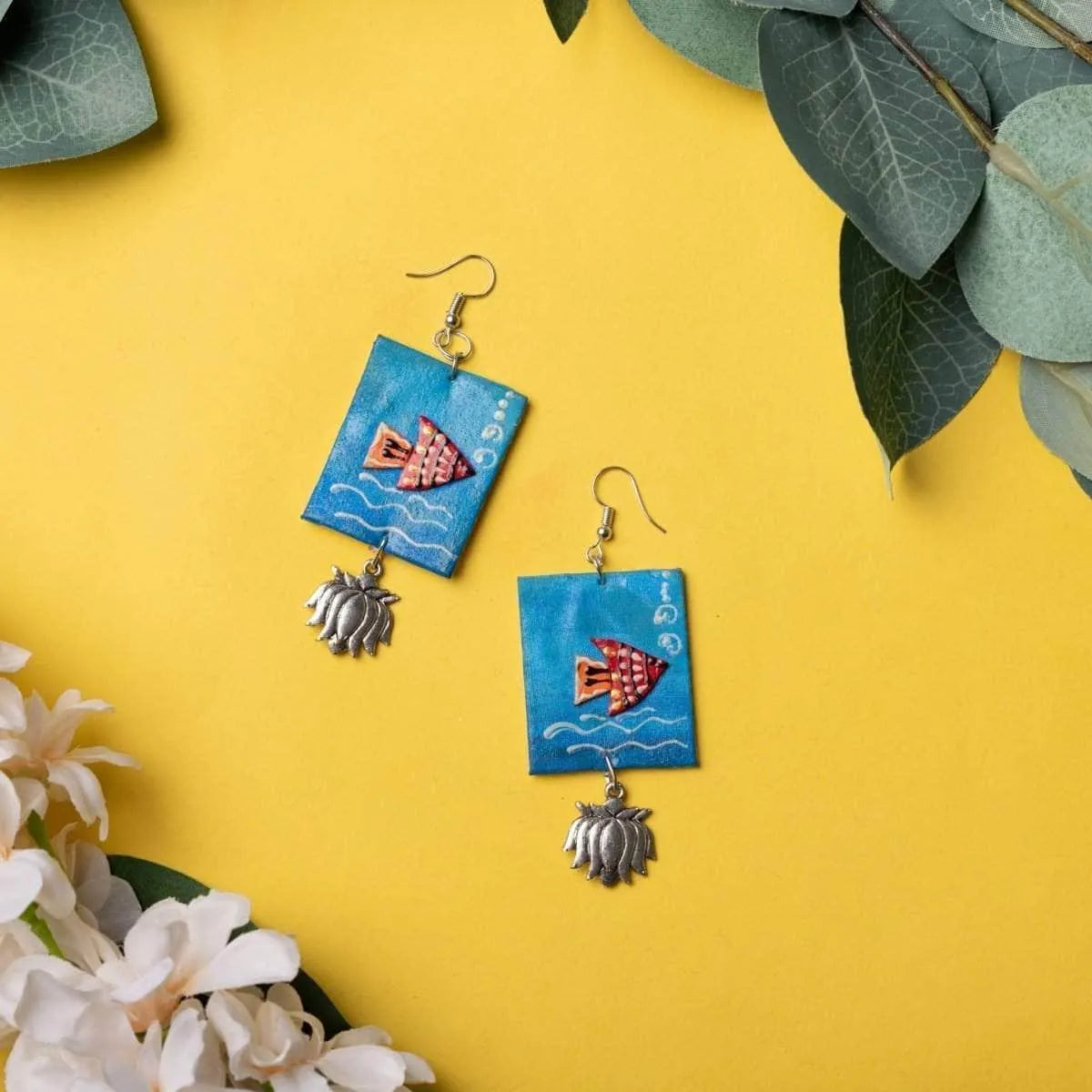 Aquarist Traditional Multi Color Hand Painted Drop (Earrings) HP-ER-016 - KHOJ.CITY