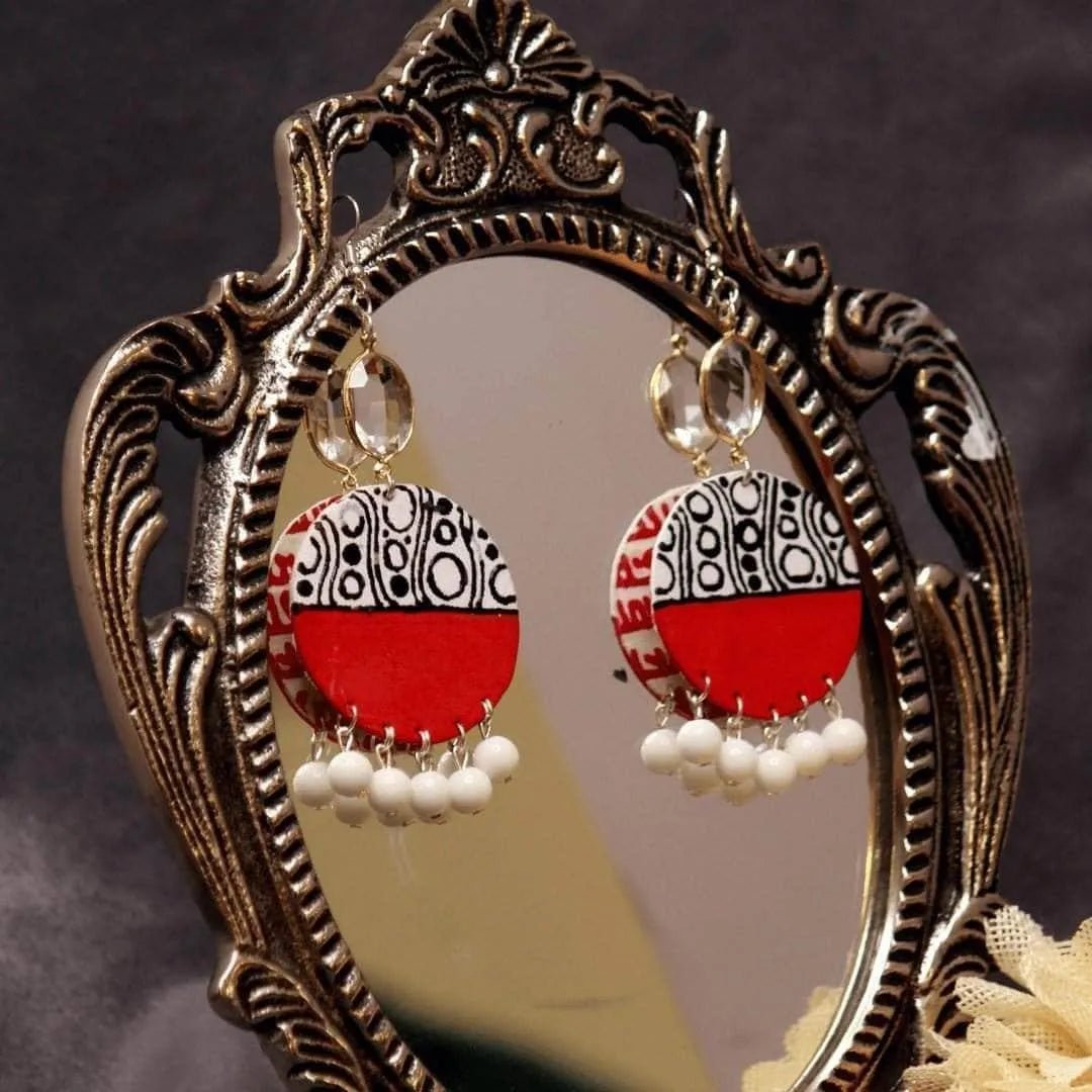 Caesar Classy Traditional Multi Color Hand Painted Drop (Earrings) HP - ER - 034 - KHOJ.CITY