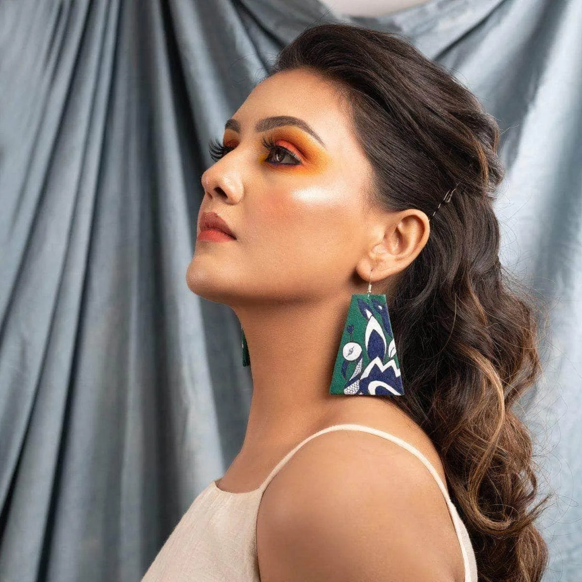 Canne Traditional Multi Color Hand Painted Drop (Earrings) HP-ER-036 - KHOJ.CITY