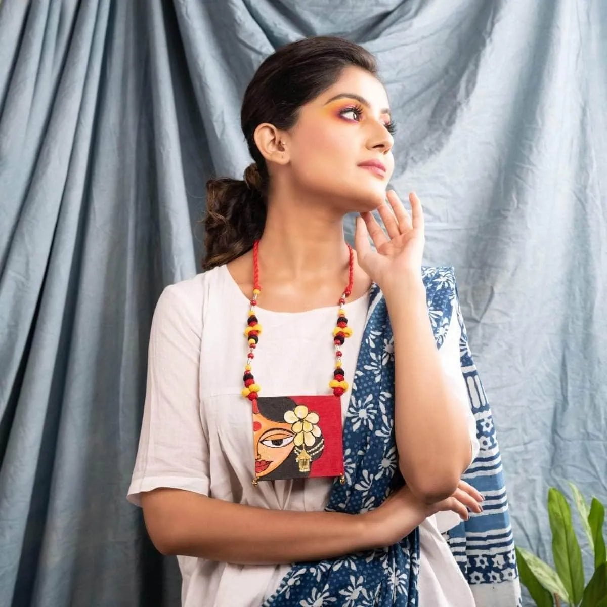 Champa Phool Classic Multi Color Hand Painted (Necklace) HP-NP-023 - KHOJ.CITY