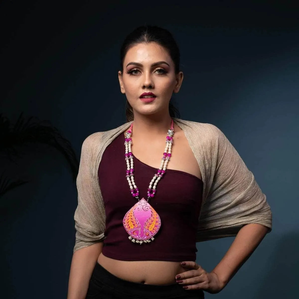 Charita Classic Multi Color Hand Painted (Necklace) HP-NP-025 - KHOJ.CITY