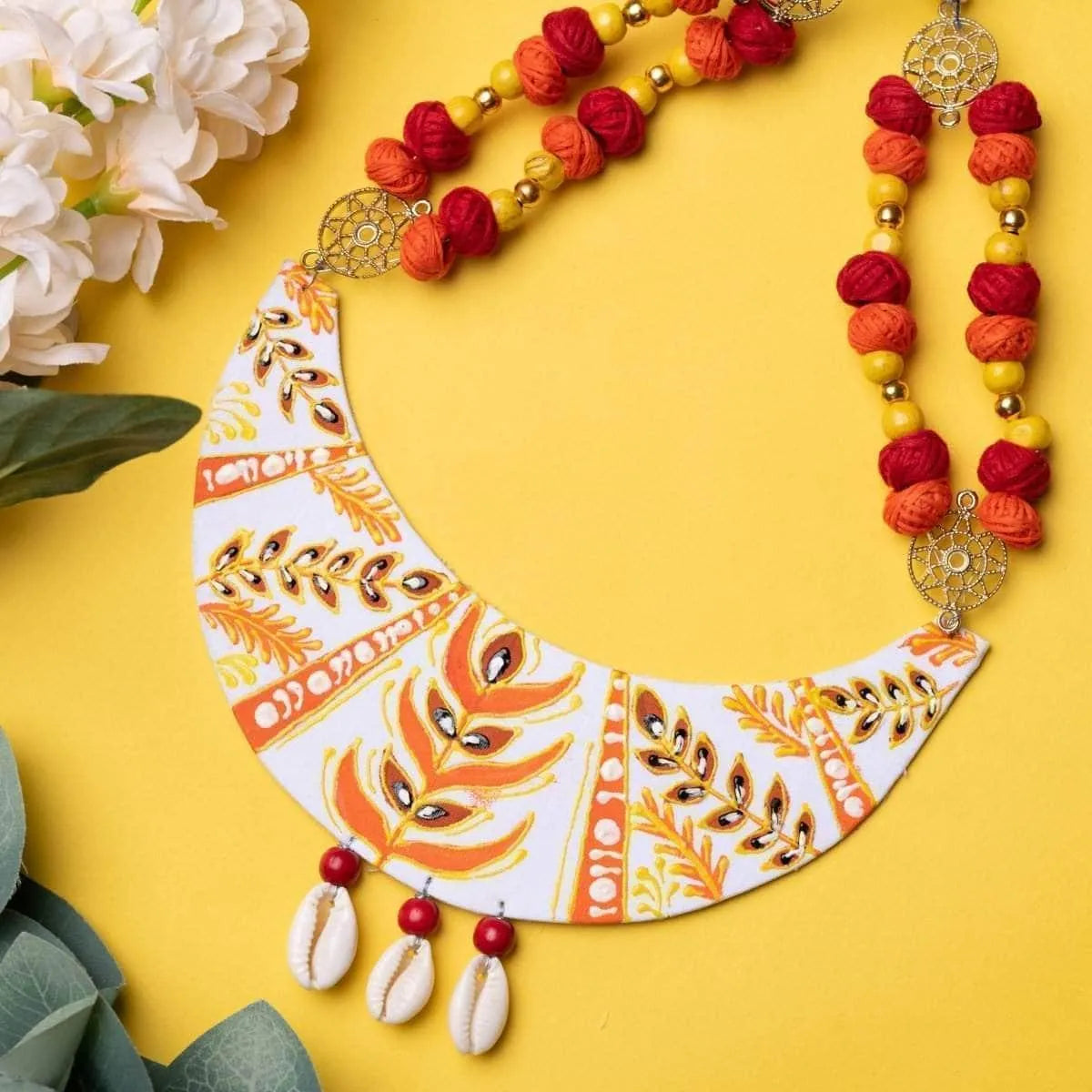 Crescent Glow Classic Multi Color Hand Painted (Necklace) HP-NP-029 - KHOJ.CITY