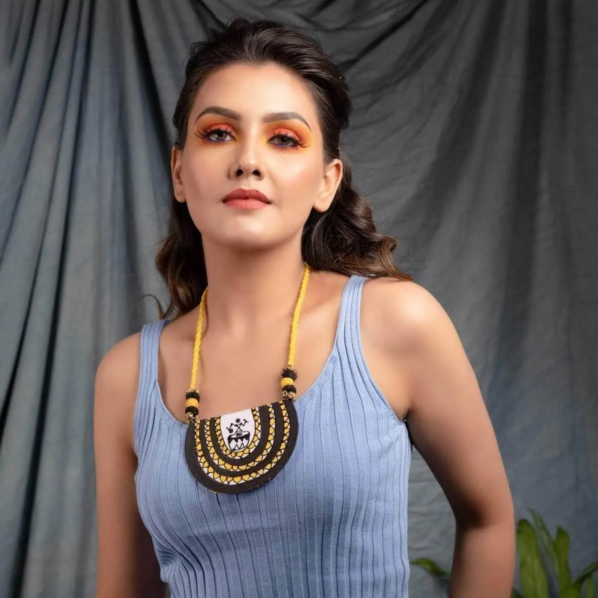 Dhaaki Yellow Classic Hand Painted (Necklace) HP - NP - 032 - KHOJ.CITY