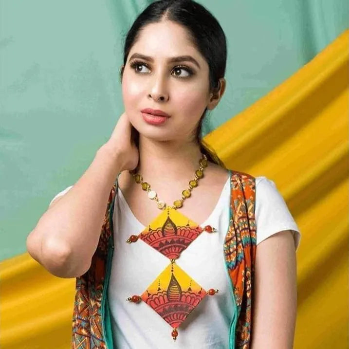 Ela Classic Multi Color Hand Painted (Necklace) HP-NP-038 - KHOJ.CITY