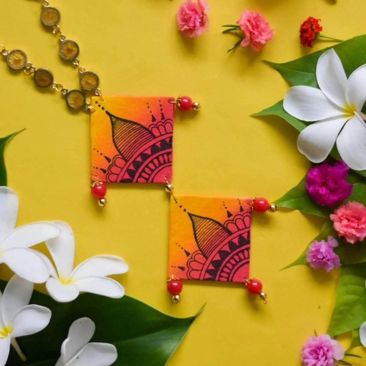 Ela Classic Multi Color Hand Painted (Necklace) HP-NP-038 - KHOJ.CITY