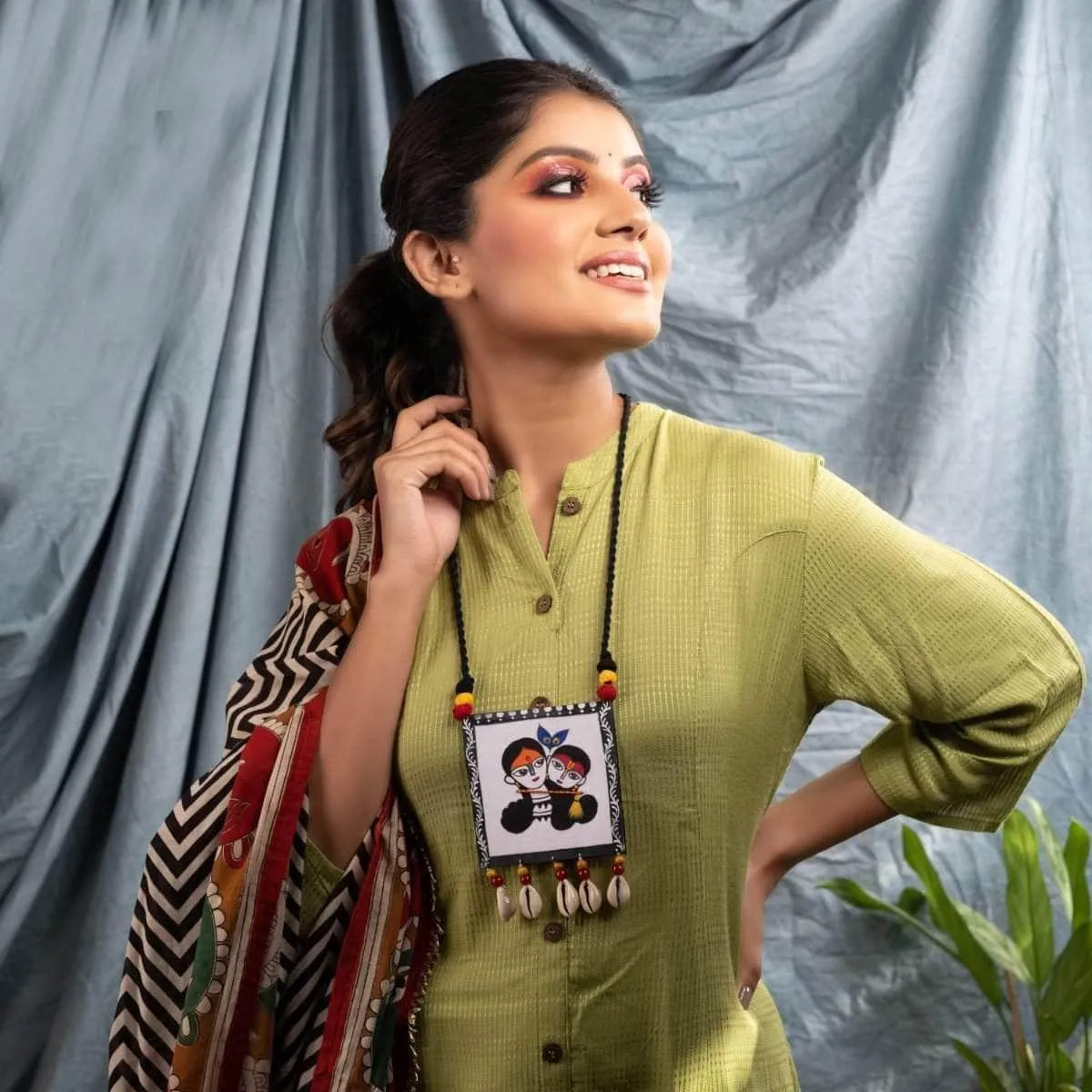 Eternal Brij Ke Kanha Traditional Multi Color Hand Painted (Necklace) HP-NP-012 - KHOJ.CITY