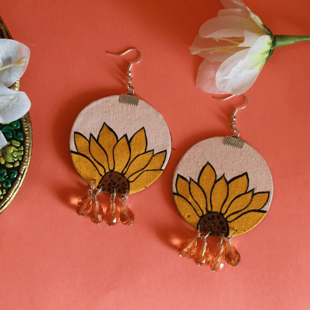 Floral Traditional Multi Color Hand Painted Drop (Earrings) HP - ER - 061 - KHOJ.CITY