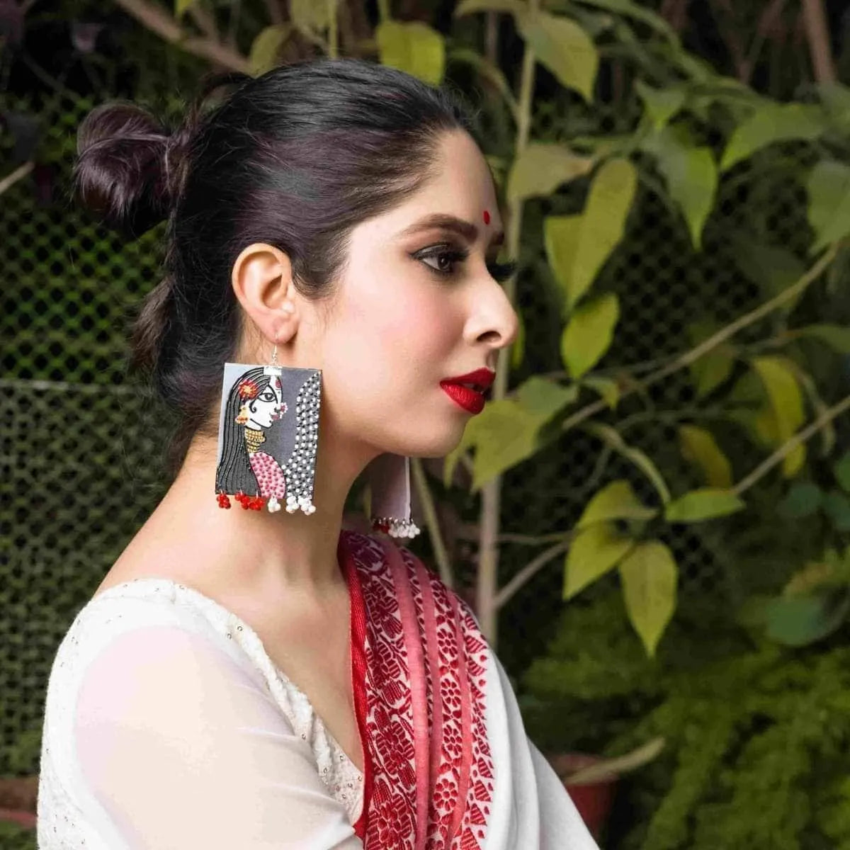 Freya Modern Multi Color Hand Painted Drop (Earrings) HP-ER-063 - KHOJ.CITY