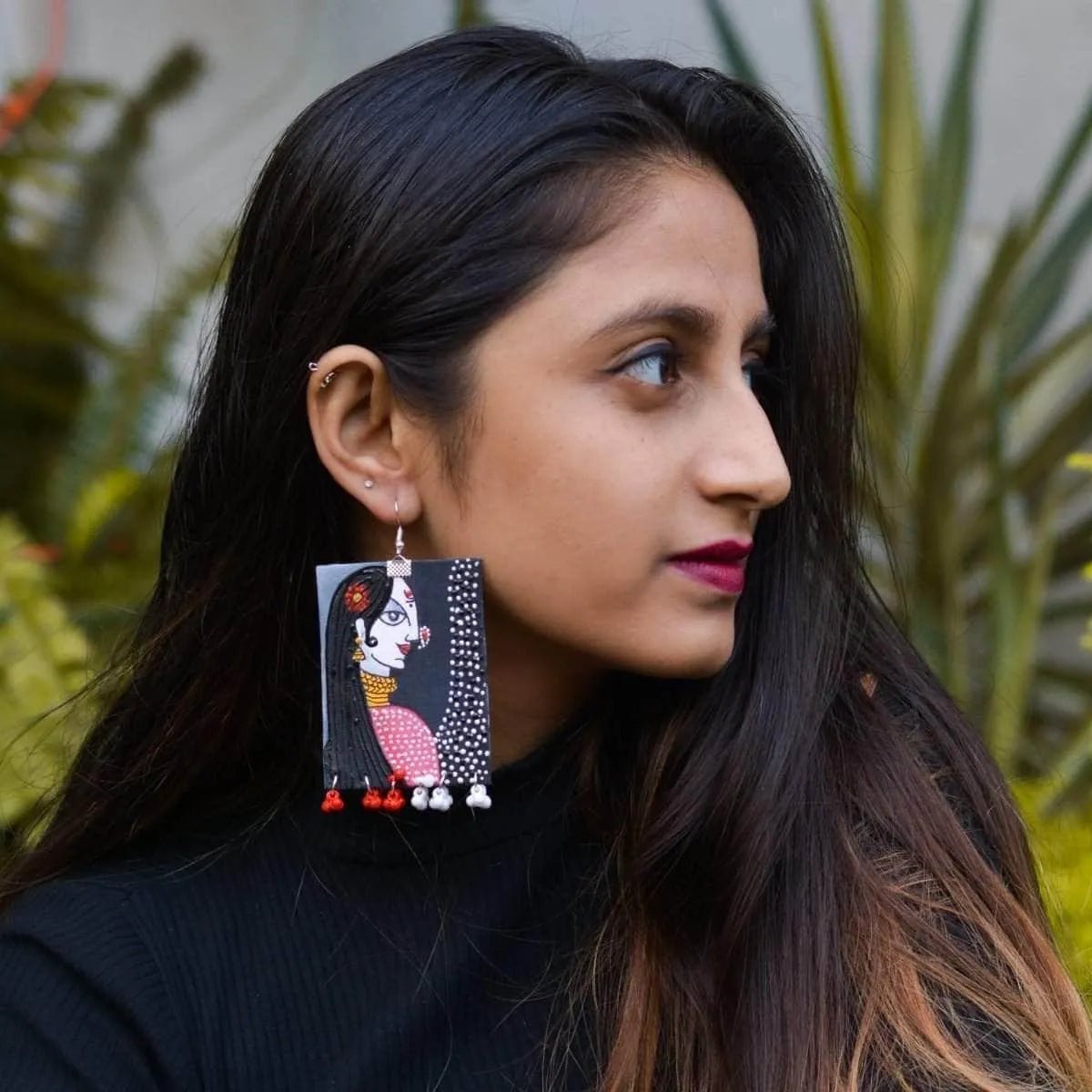 Freya Modern Multi Color Hand Painted Drop (Earrings) HP - ER - 063 - KHOJ.CITY