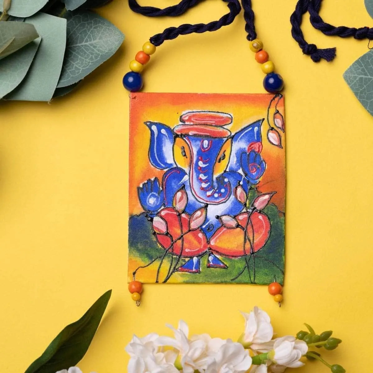 Gajaraj Mumbai Cha Ganesha Traditional Multi Color Hand Painted (Necklace) HP-NP-143 - KHOJ.CITY