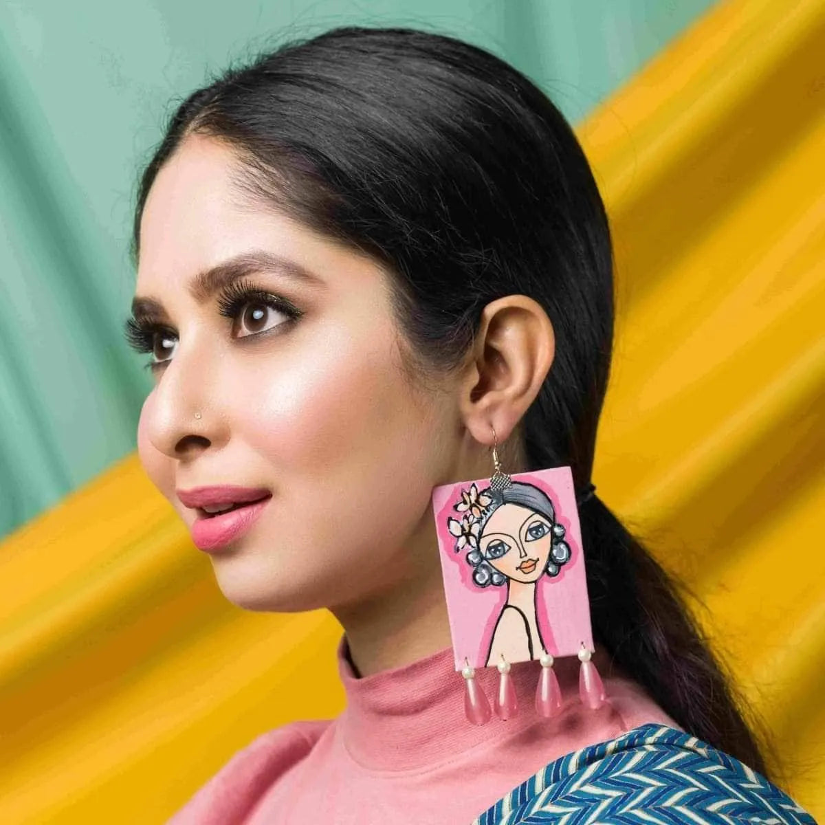 Jiera Bohemian Multi Color Hand Painted Drop (Earrings) HP-ER-084 - KHOJ.CITY