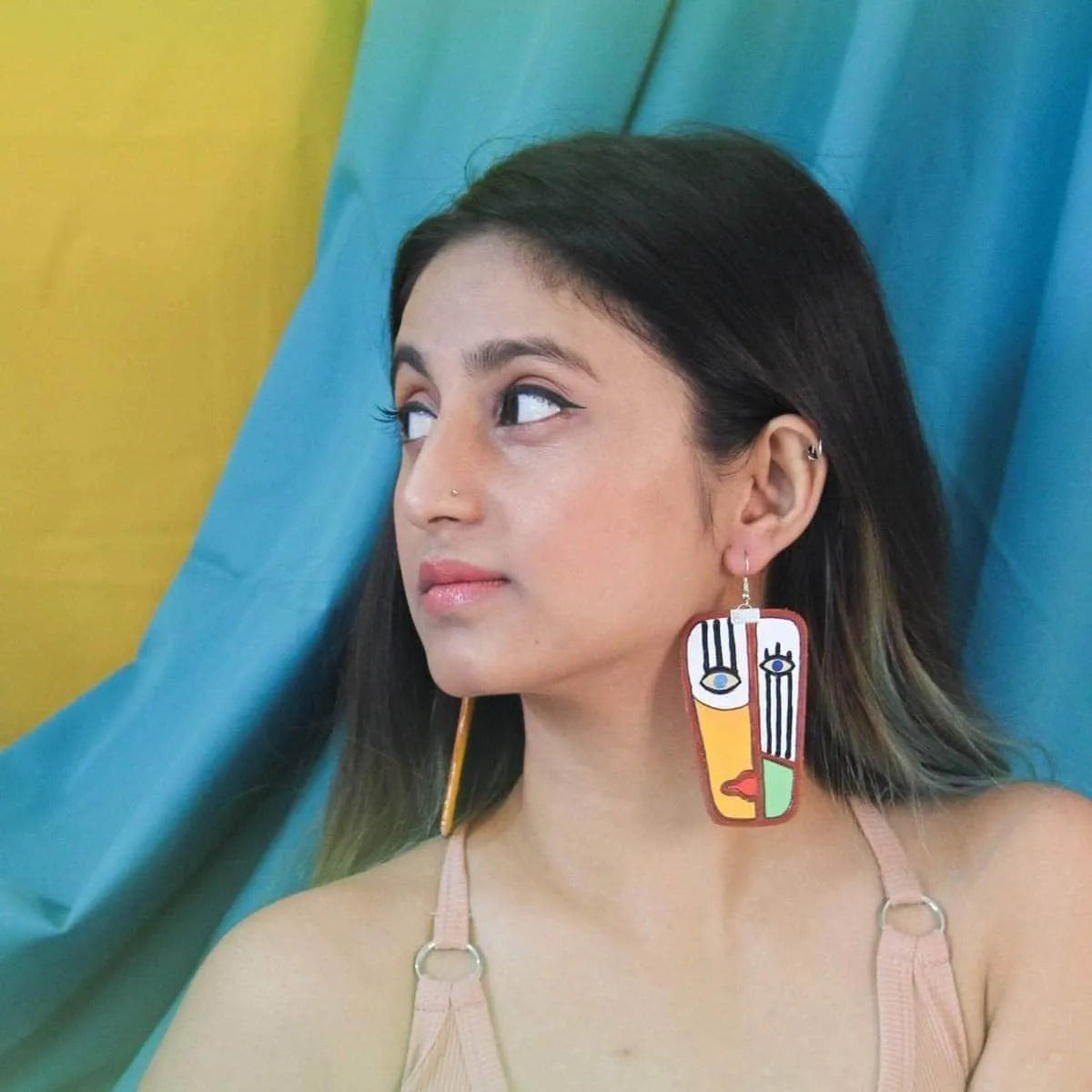 Kaafir Modern Multi Color Hand Painted Drop (Earrings) HP-ER-089 - KHOJ.CITY