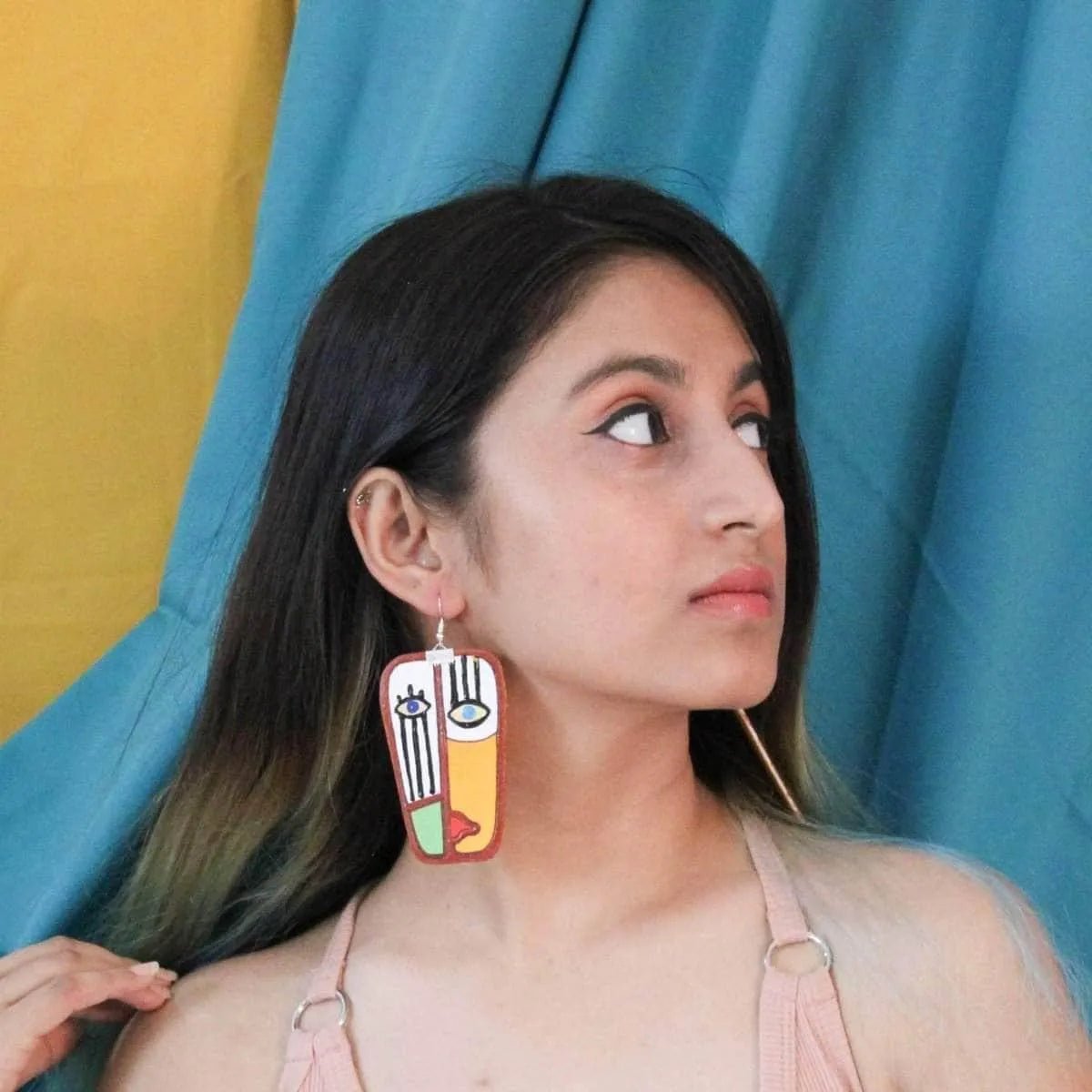 Kaafir Modern Multi Color Hand Painted Drop (Earrings) HP - ER - 089 - KHOJ.CITY
