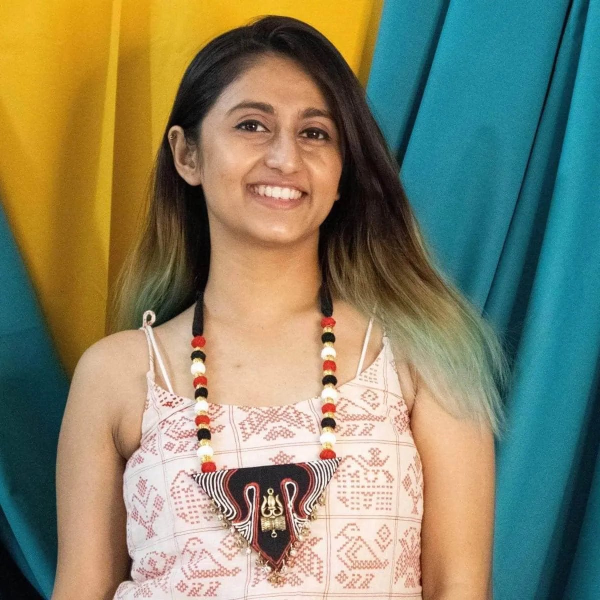 Kaaltrishula Traditional Multi Color Hand Painted (Necklace) HP - NP - 128 - KHOJ.CITY