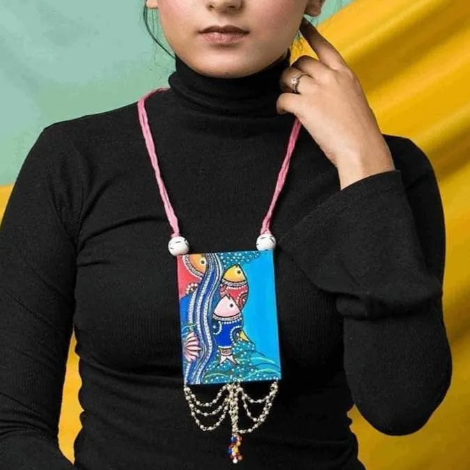 Karimeen Classic Multi Color Hand Painted (Necklace) HP-NP-054 - KHOJ.CITY