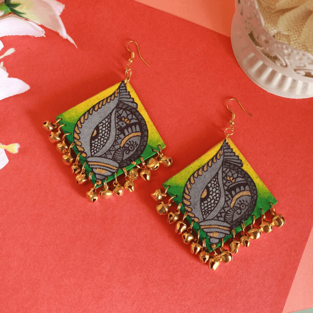 Kaudi Design Traditional Multi Color Hand Painted Drop (Earrings) HP-ER-091 - KHOJ.CITY