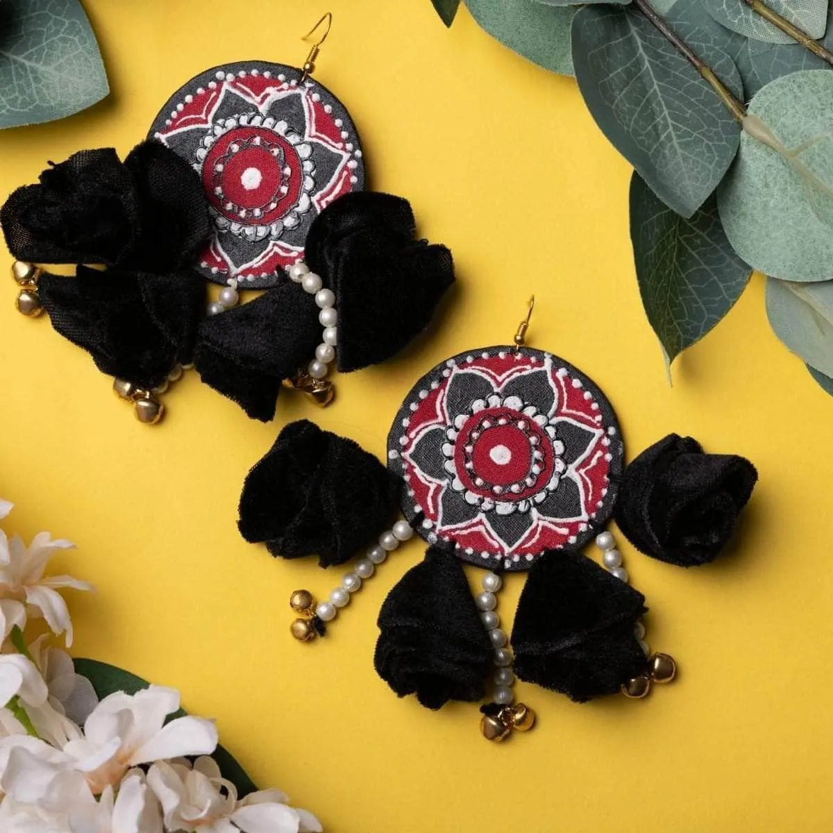 Kolam Traditional Multi Color Hand Painted Drop (Earrings) HP-ER-092 - KHOJ.CITY