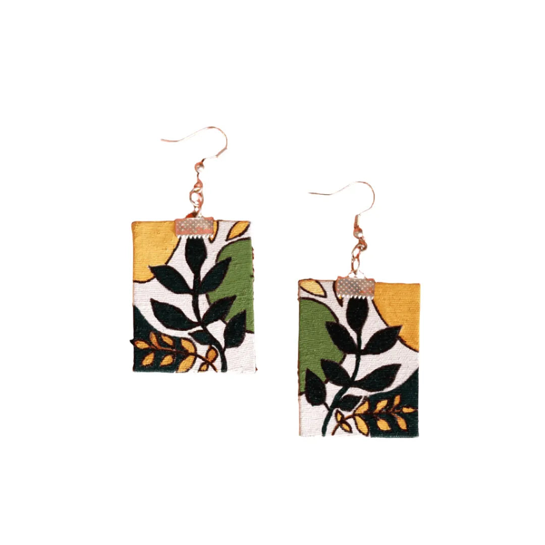 Leaf Abstract Traditional Multi Color Hand Painted Drop (Earrings) HP-ER-093 - KHOJ.CITY