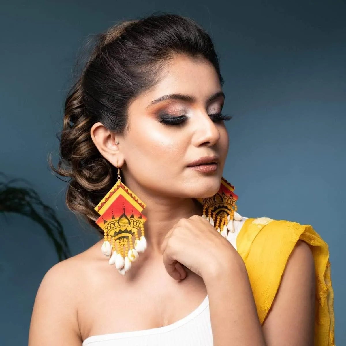 Mahal Bohemian Multi Color Hand Painted Drop (Earrings) HP - ER - 097 - KHOJ.CITY