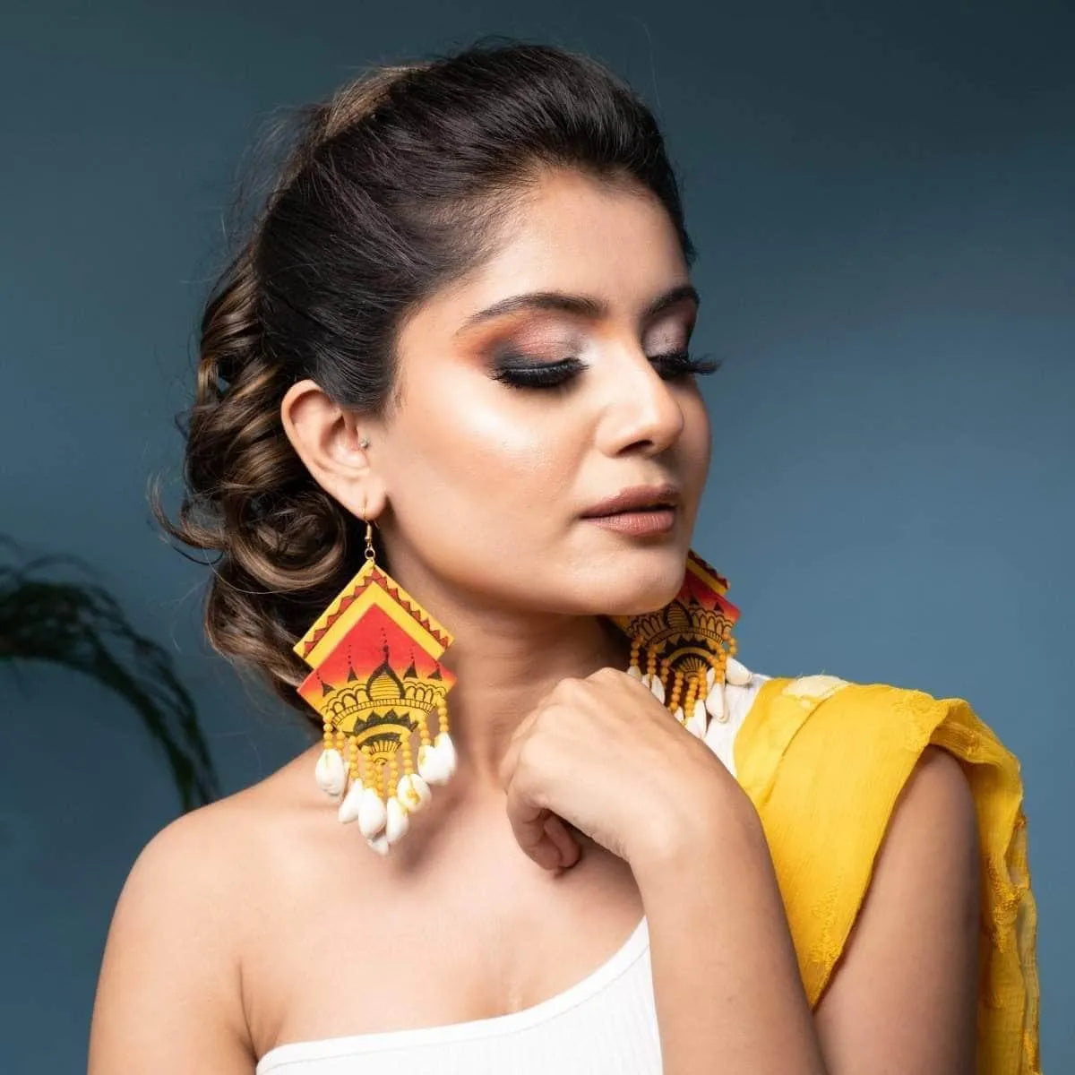Mahal Bohemian Multi Color Hand Painted Drop (Earrings) HP-ER-097 - KHOJ.CITY