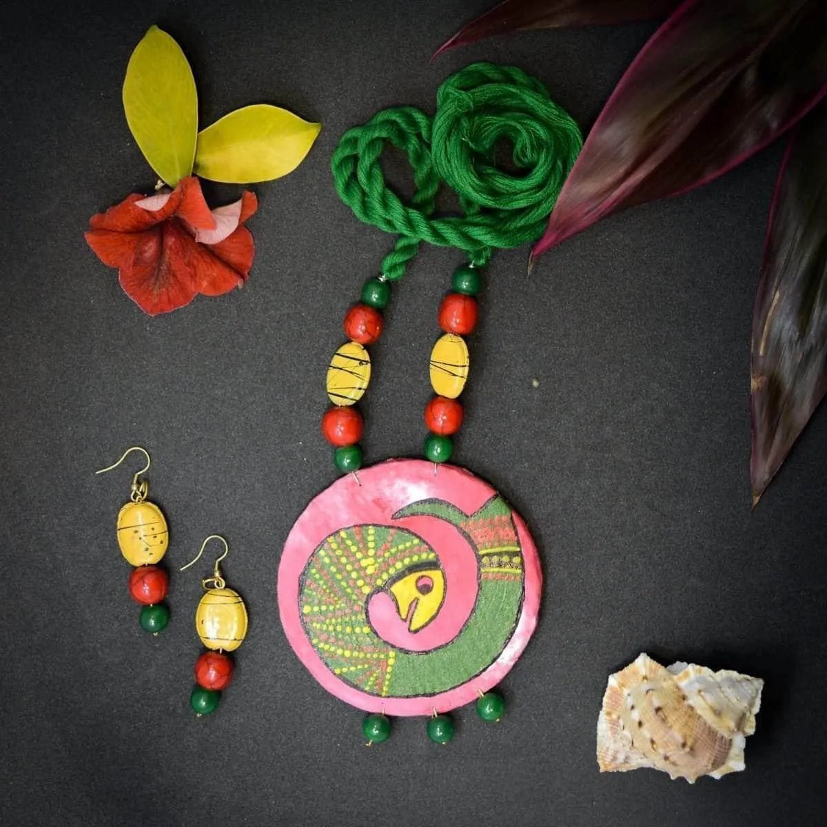 Matsya Classic Multi Color Hand Painted (Necklace Set) HP - NP - 059 - KHOJ.CITY