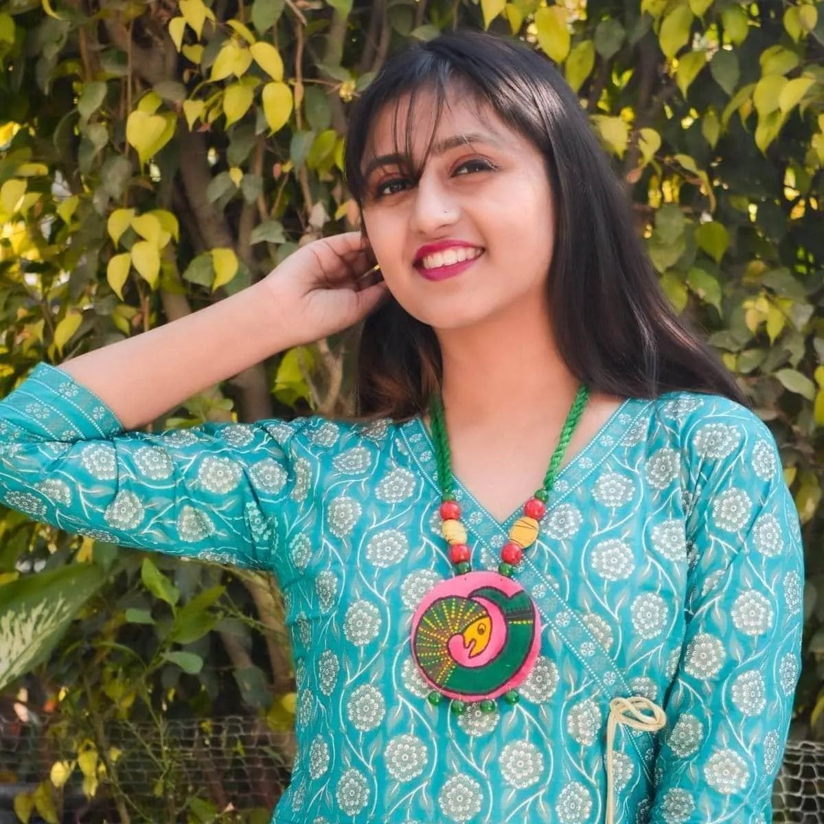 Matsya Classic Multi Color Hand Painted (Necklace Set) HP-NP-059 - KHOJ.CITY