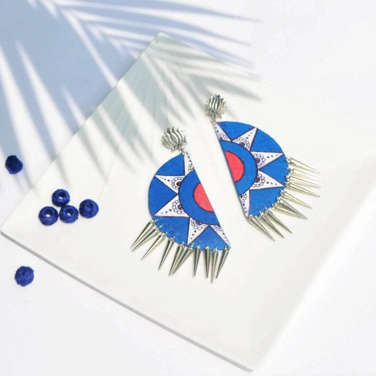 Moon Magic Traditional Multi Color Hand Painted Drop (Earrings) HP-ER-135 - KHOJ.CITY