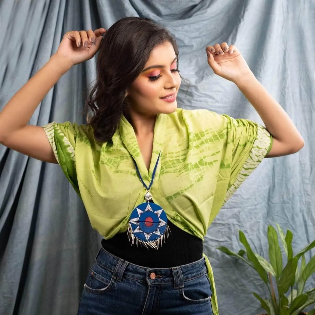 Moon Magic Classic Multi Color Hand Painted (Necklace) HP-NP-066 - KHOJ.CITY