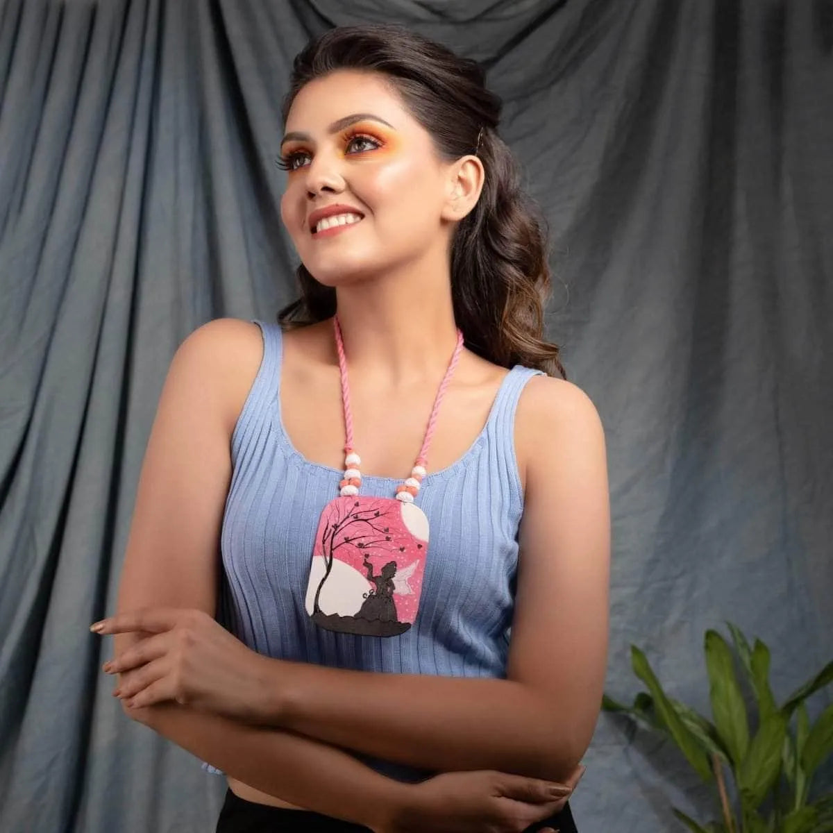 Moonlit Classic Multi Color Hand Painted (Necklace) HP-NP-067 - KHOJ.CITY