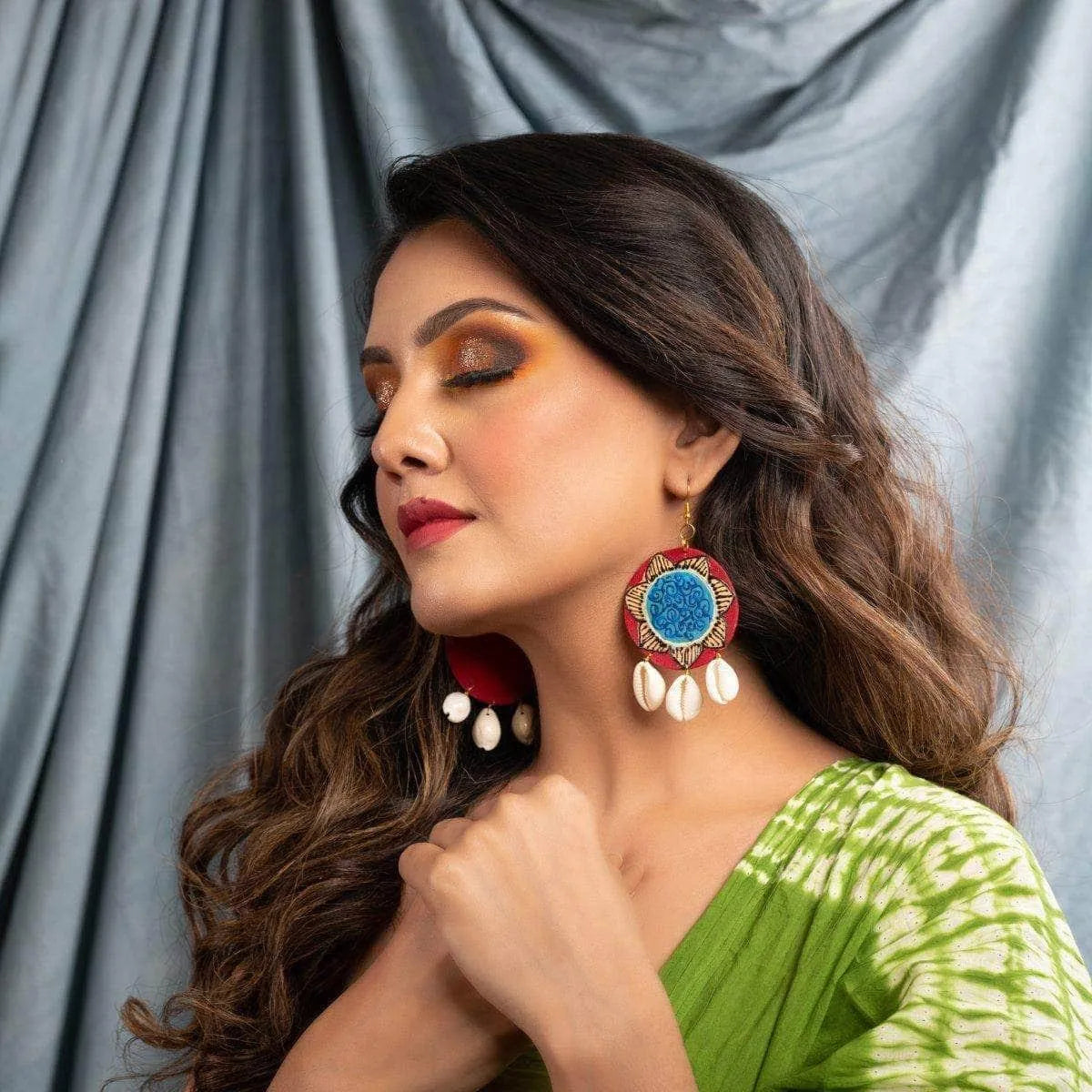 Night Music Traditional Multi Color Hand Painted Drop (Earrings) HP-ER-144 - KHOJ.CITY