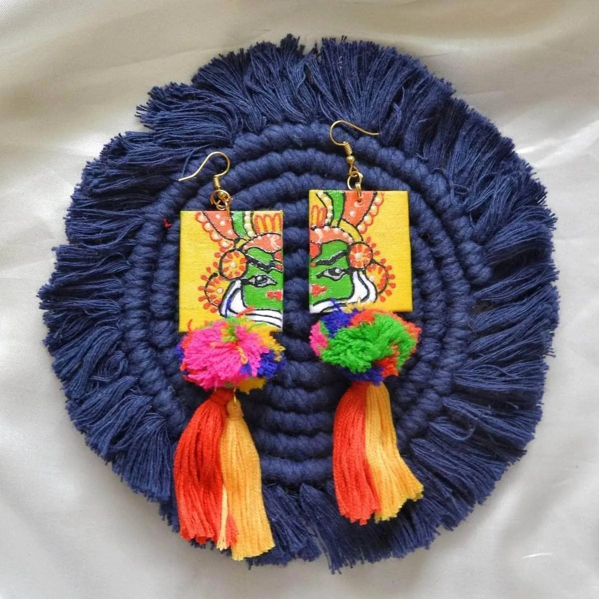 Nrityakala Traditional Multi Color Hand Painted Drop (Earrings) HP-ER-145 - KHOJ.CITY