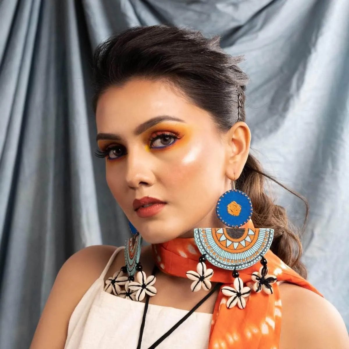Ocean Light Bohemian Multi Color Hand Painted Drop (Earrings) HP - ER - 149 - KHOJ.CITY