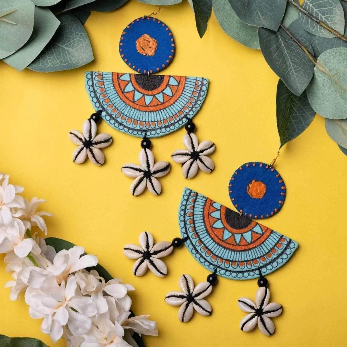 Ocean Light Bohemian Multi Color Hand Painted Drop (Earrings) HP-ER-149 - KHOJ.CITY