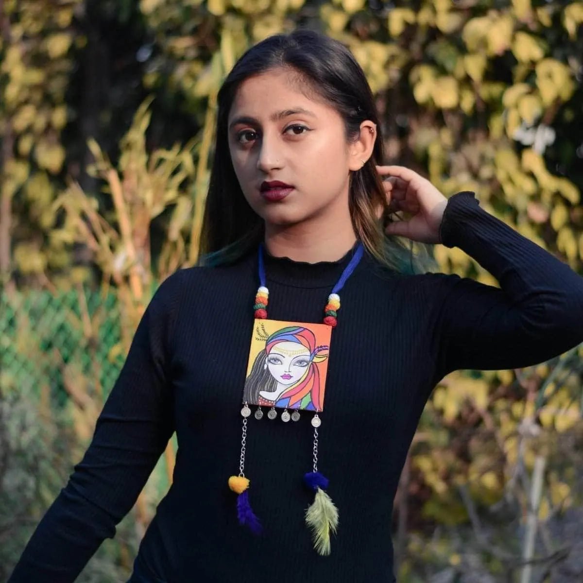 Rim Jhim Bohemian Multi Color Hand Painted (Necklace) HP - NP - 088 - KHOJ.CITY