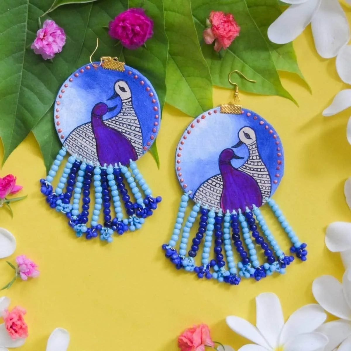 Seville Traditional Multi Color Hand Painted Drop (Earrings) HP-ER-179 - KHOJ.CITY