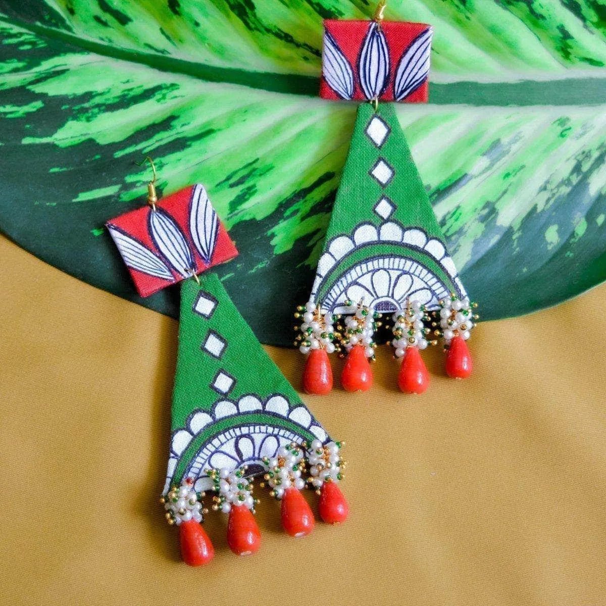 Sorrel Modern Multi Color Hand Painted Drop (Earrings) HP - ER - 181 - KHOJ.CITY