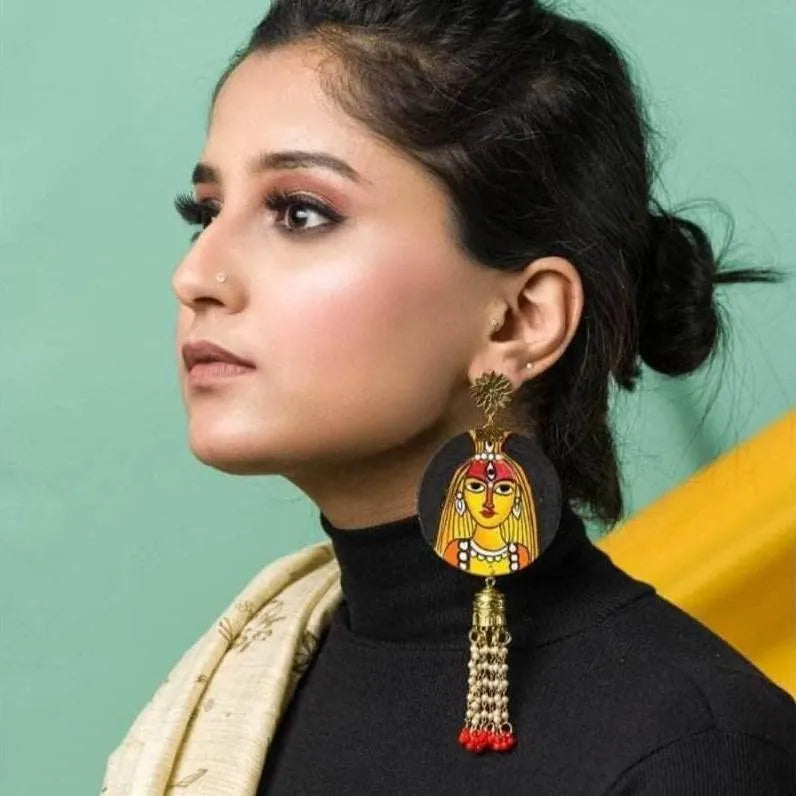 Stree Traditional Multi Color Hand Painted Drop (Earrings) HP-ER-183 - KHOJ.CITY